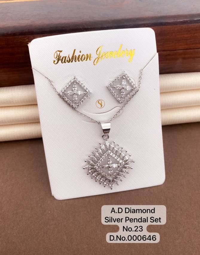 AD Diamond Rose Gold Pendant Set 2 Wholesalers In Delhi
